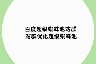 百度超级蜘蛛池站群 站群优化超级蜘蛛池